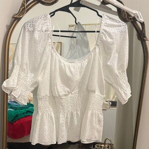 Chic White Eyelet Blouse